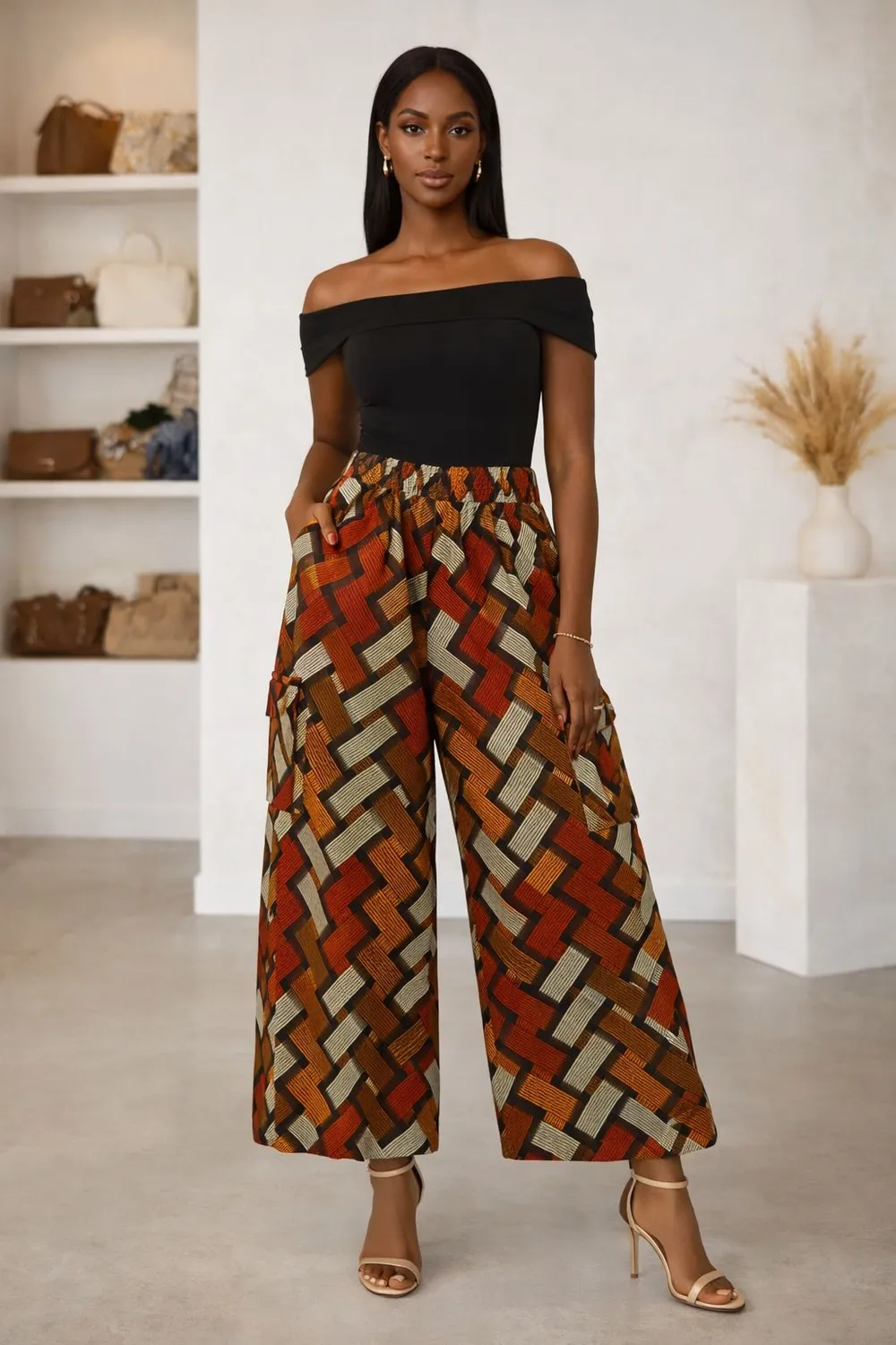 Kavazi pantalon cargo femme coton ample