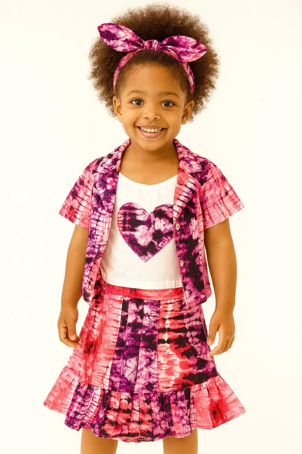 KAVAZI Ensemble africain fille 4 pièces jupe veste haut bandeau