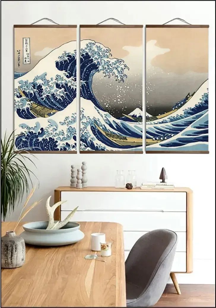 Japon Style Kanagawa tableau vague triptyque