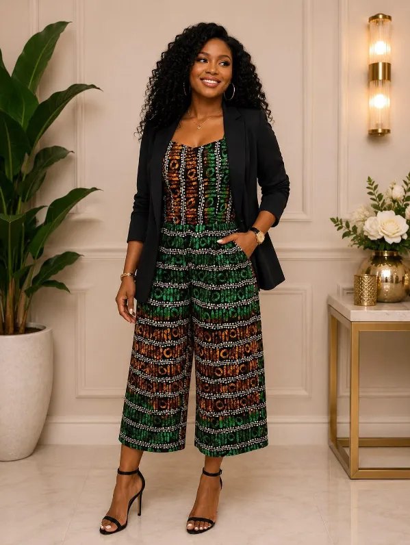 KAVAZI Combinaison africaine femme avec étole