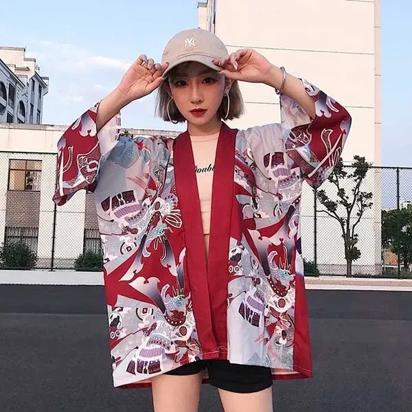 Esprit du Japon Cardigan Haori Kabuto Rouge Bordeaux
