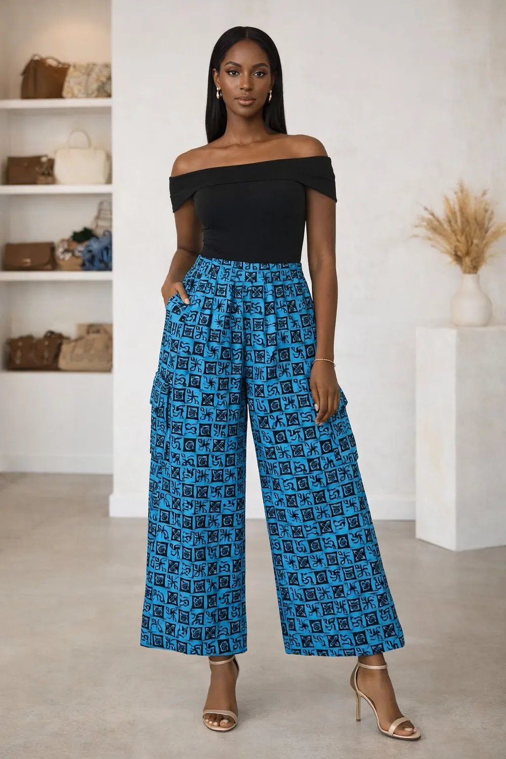 Kavazi pantalon cargo femme coton ample