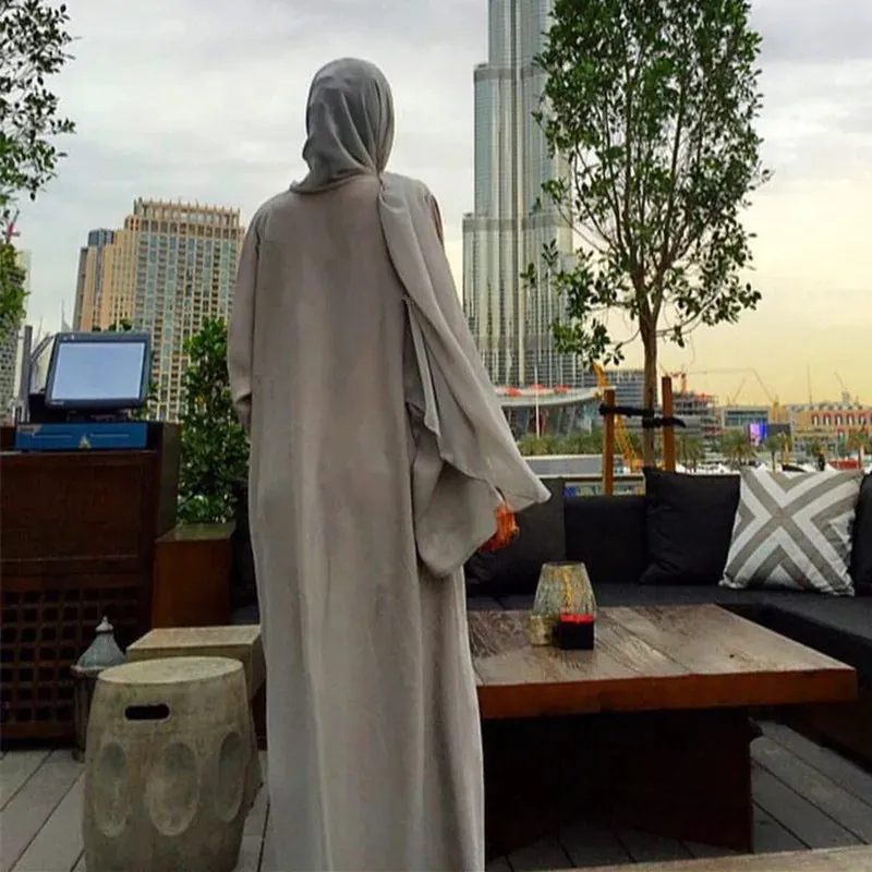 Esprit du Japon Abaya Kimono perlée grise gilet long