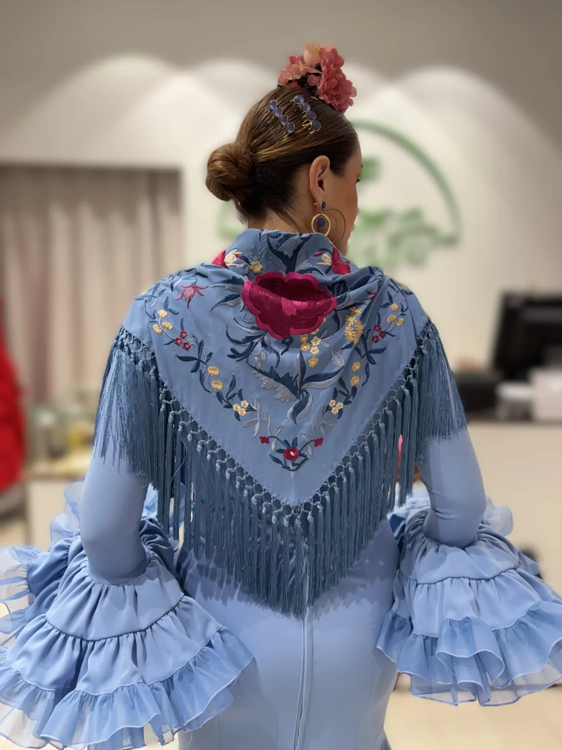 VIVA LA FERIA modèle Roda robe flamenca bleue 2026