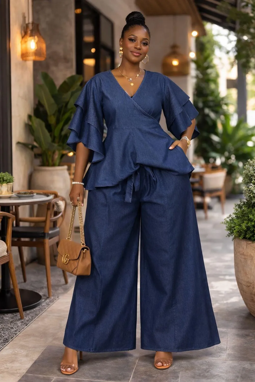 KAVAZI Denim haut cache-cœur jean taille unique