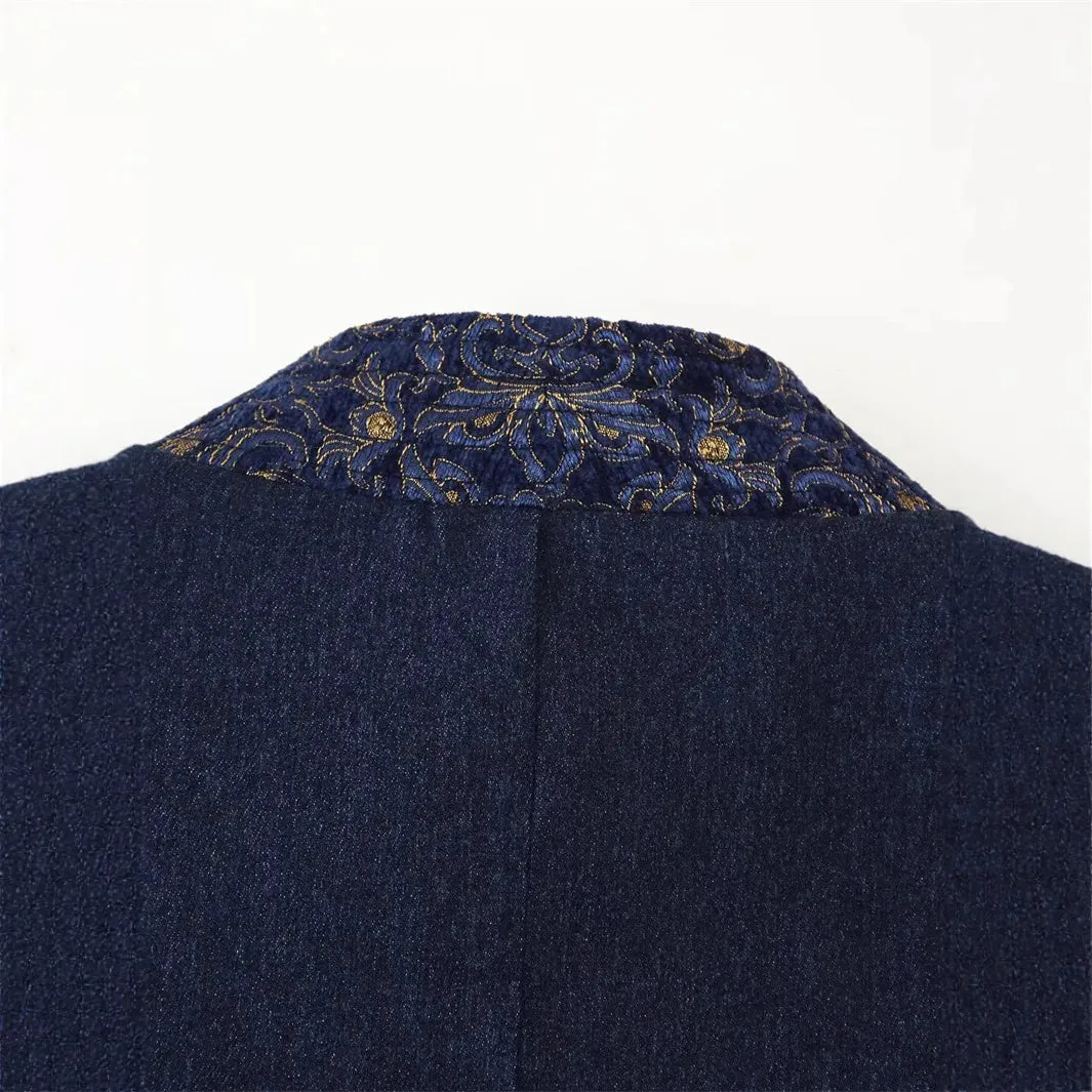 Esprit du Japon Chic veste kimono bleu façon denim
