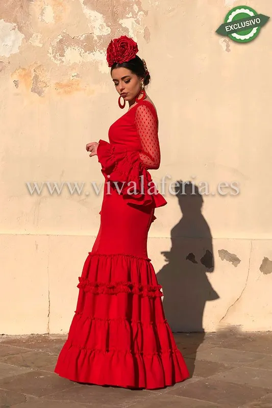 Viva la Feria Canastero robe flamenca rouge quatre volants