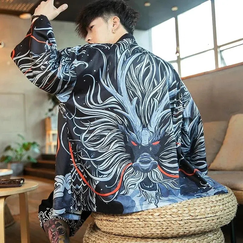 Japon style Kaïto kimono homme été dragon