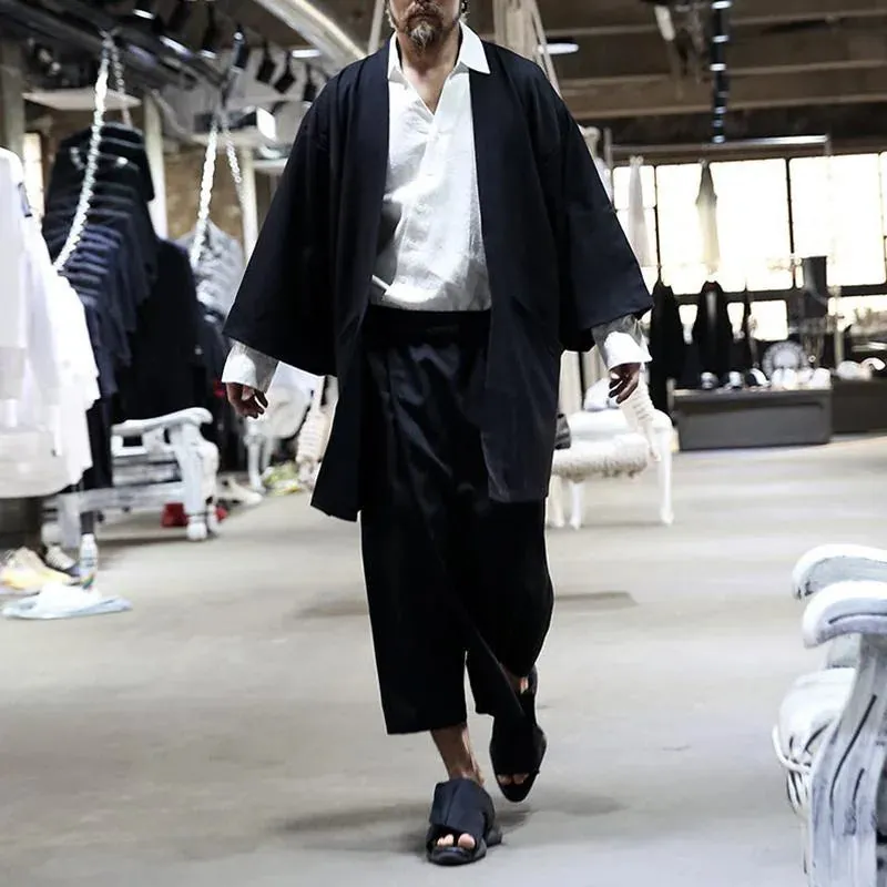 Esprit du Japon veste kimono homme noire col croisé