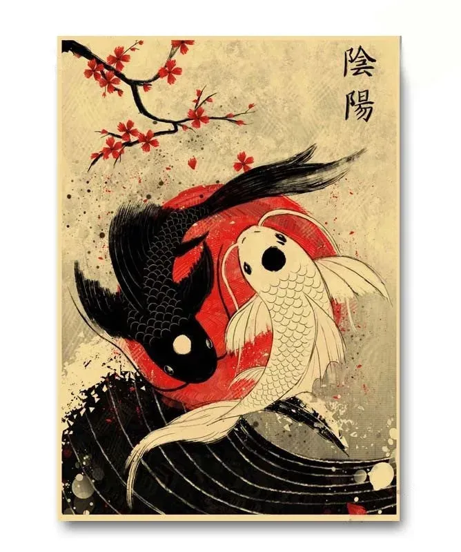 Japon style affiche poisson carpes koi