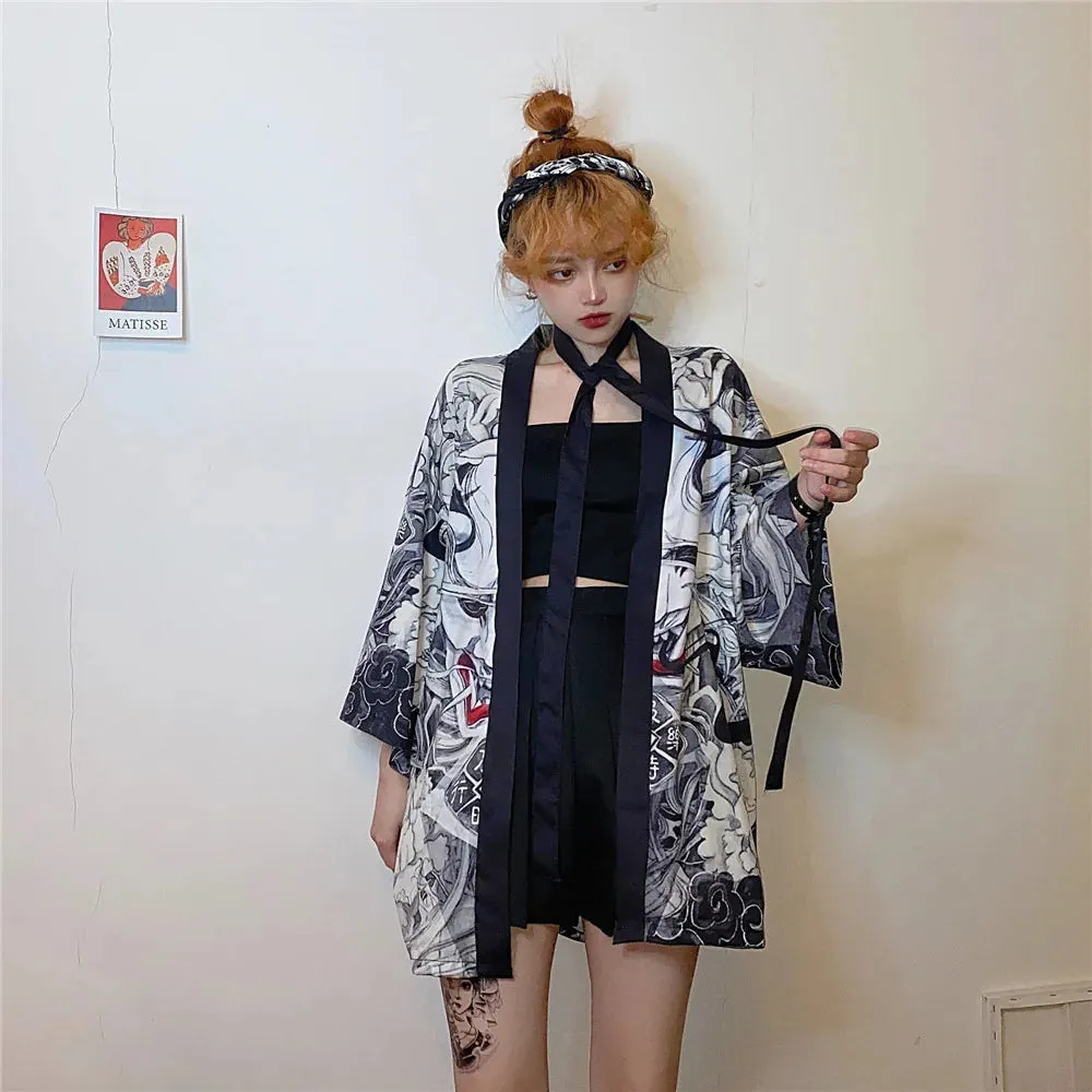 Esprit du Japon veste kimono courte Hannya polyester