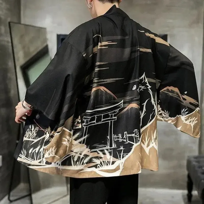 Japon style veste kimono ‘hikaru’ motif torii