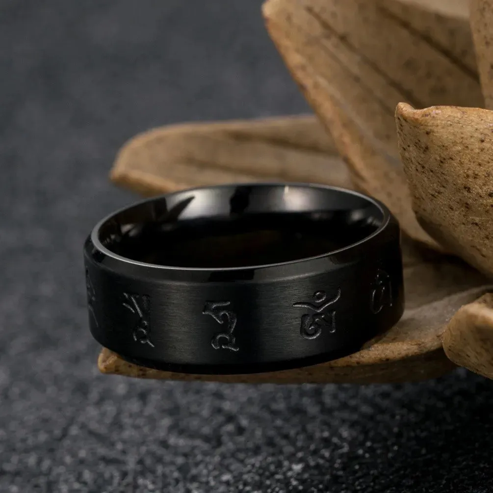Esprit du Japon bague homme tournante acier noir