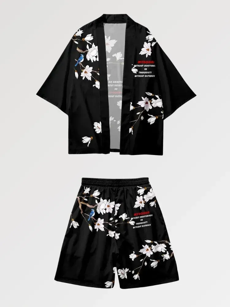 Japon Style Ensemble Kimono White Sakura fleurs cerisier
