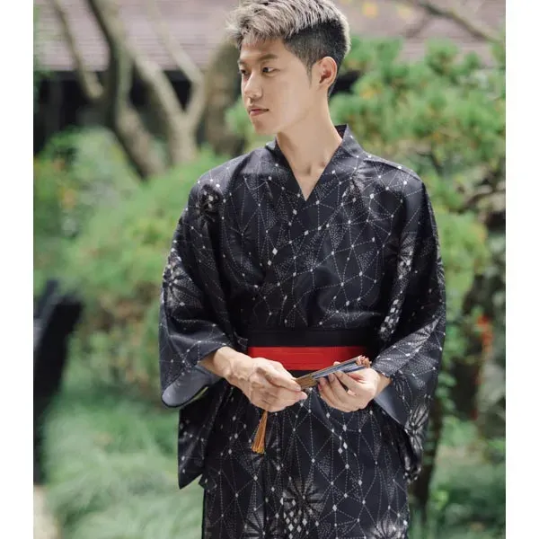 Esprit du Japon Kimono Homme Moderne Constellation yukata noir
