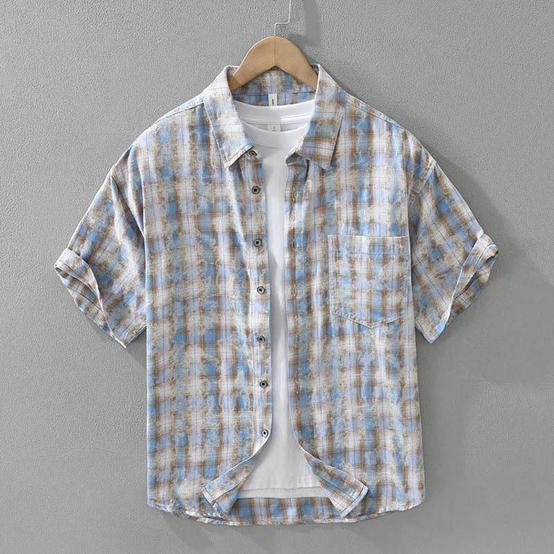 Esprit du Japon chemise estivale homme carreaux délavés