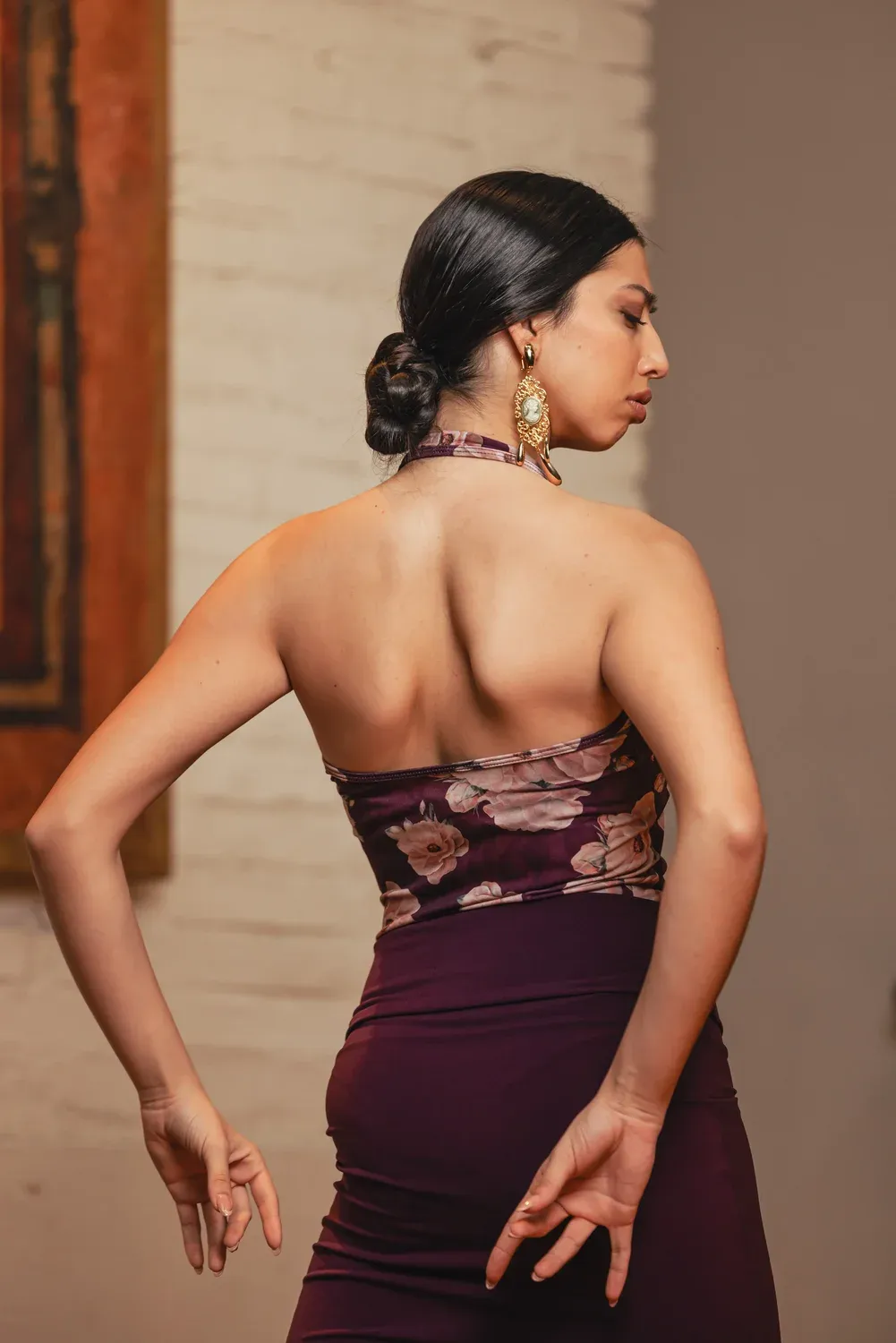 Mostazal top danse flamenco stretch imprimé halter