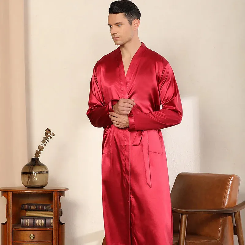 Esprit du Japon peignoir kimono homme satin ceinture