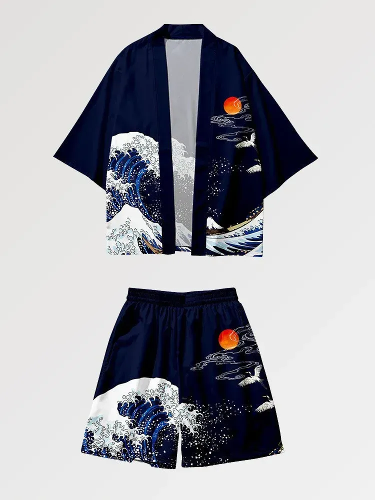 Japon style Okinawa ensemble kimono coupe ample