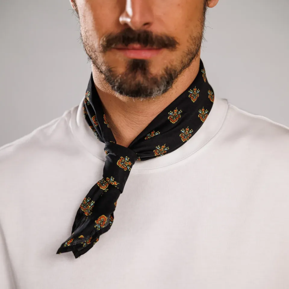 Mistral Chance bandana voile coton noir 60x60