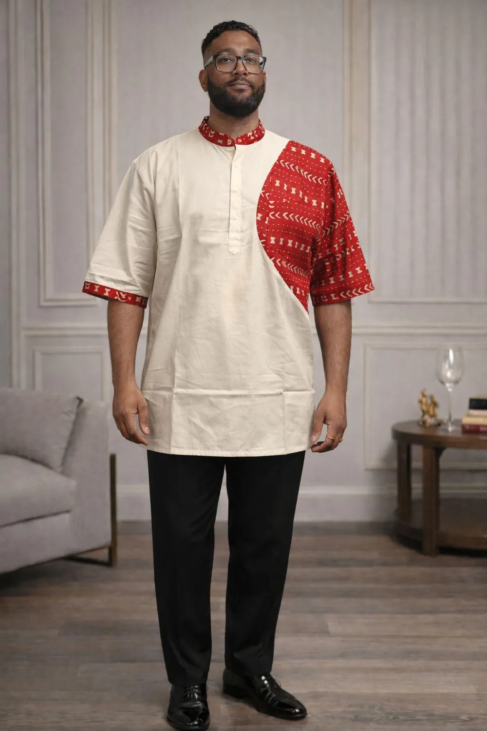 KAVAZI chemise homme manches courtes wax africain