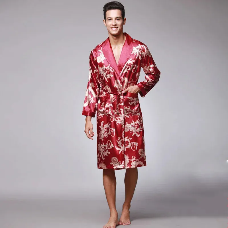Esprit du Japon robe de chambre homme satin dragon