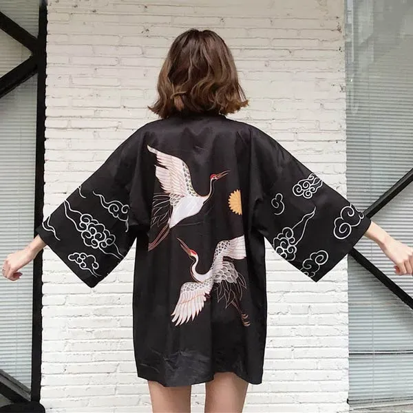 Esprit du Japon veste kimono court noir ample