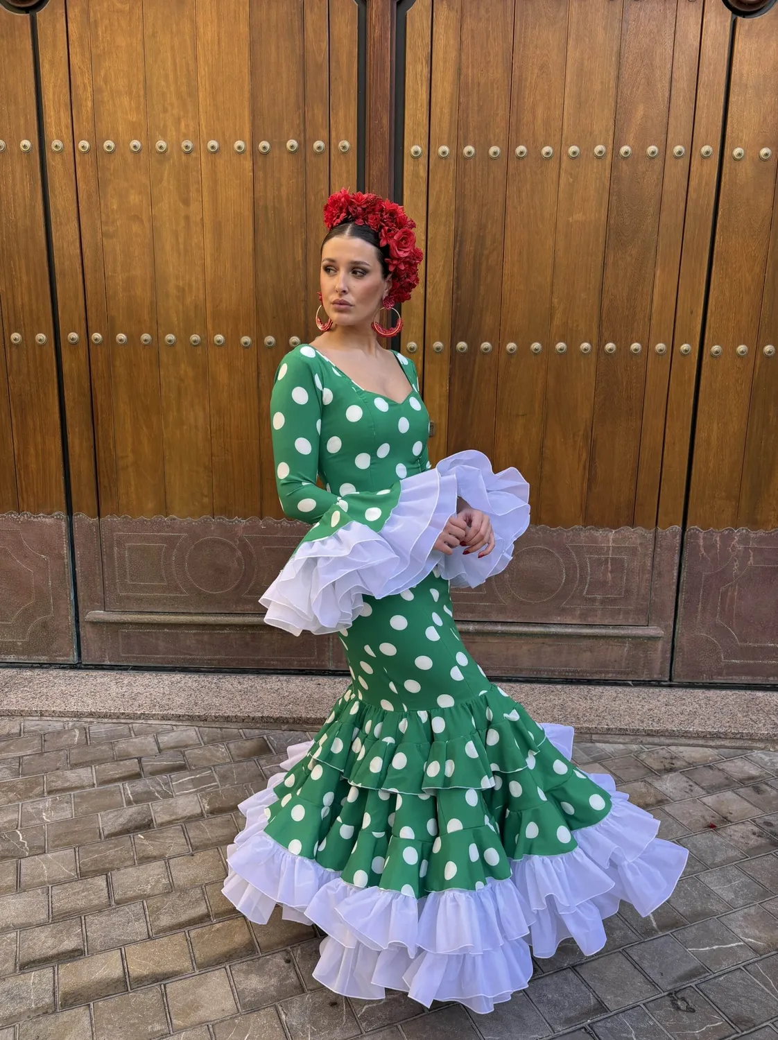 VIVA LA FERIA Andalucía robe flamenca verte à pois