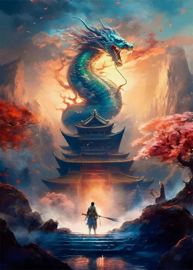 Japon style Tableau Dragon Japonais tableau mural