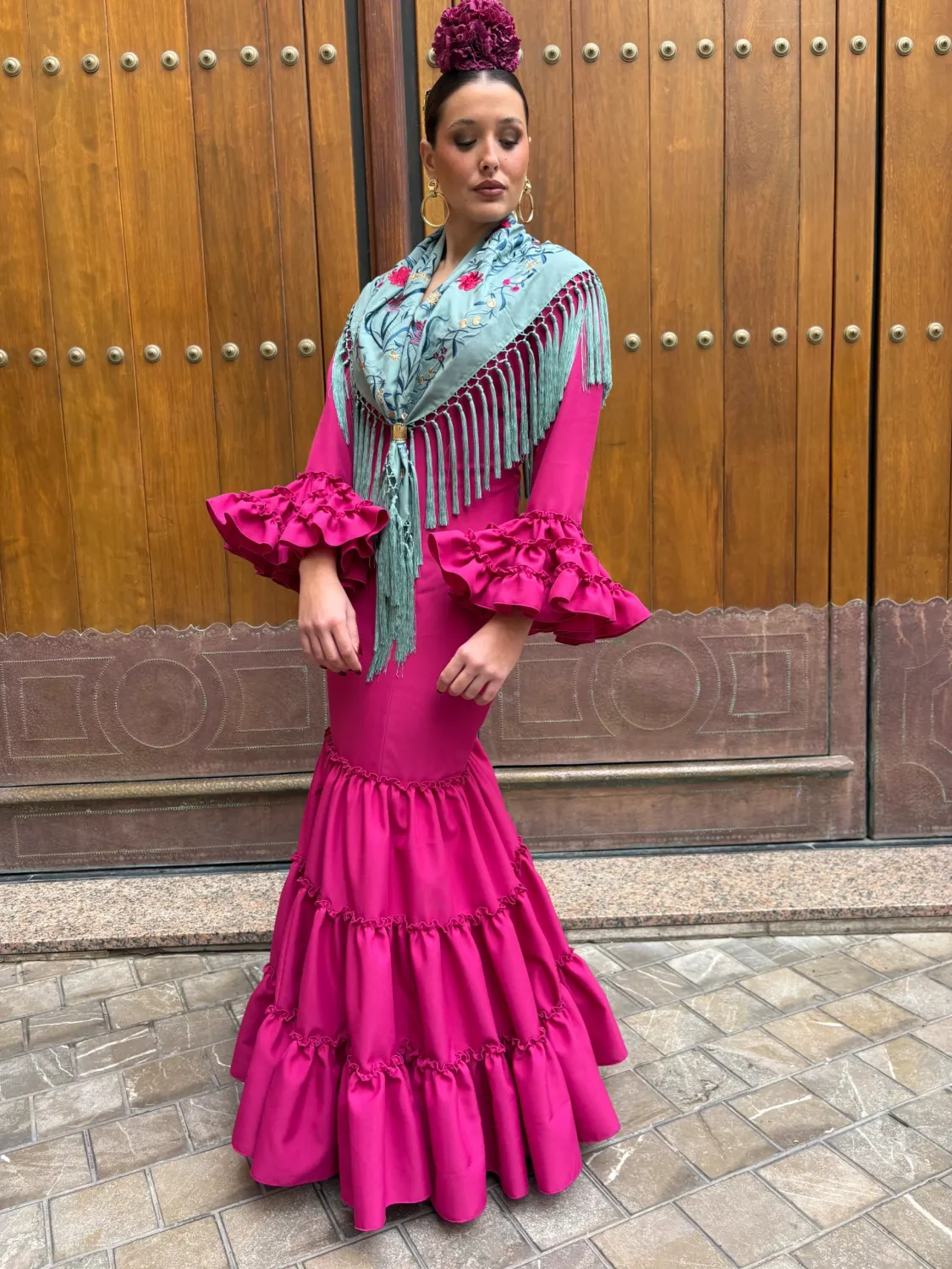 Viva La Feria Vanesa robe flamenca unie stretch canastero