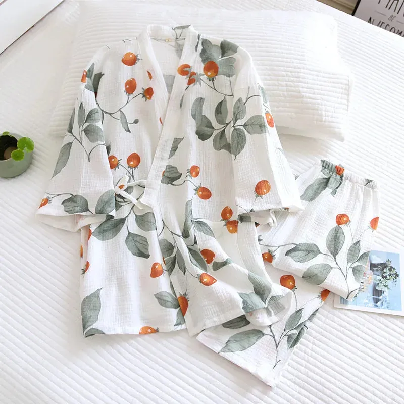 Esprit du Japon ensemble kimono gaze de coton maison