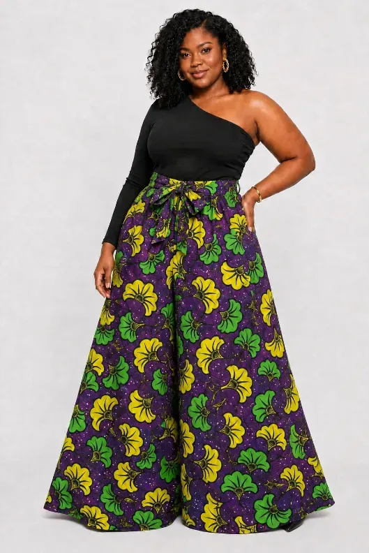 KAVAZI Palazoo Pant pantalon palazzo avec bandeau assorti