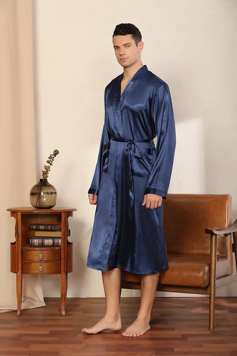 Esprit du Japon peignoir kimono homme satin ceinture