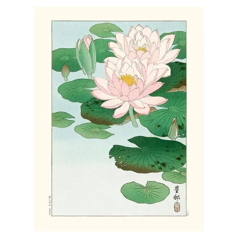 Japon style Nénuphars affiche estampe japonaise