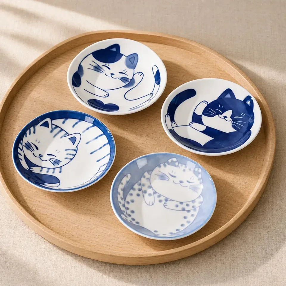 Esprit du Japon petite assiette japonaise chat