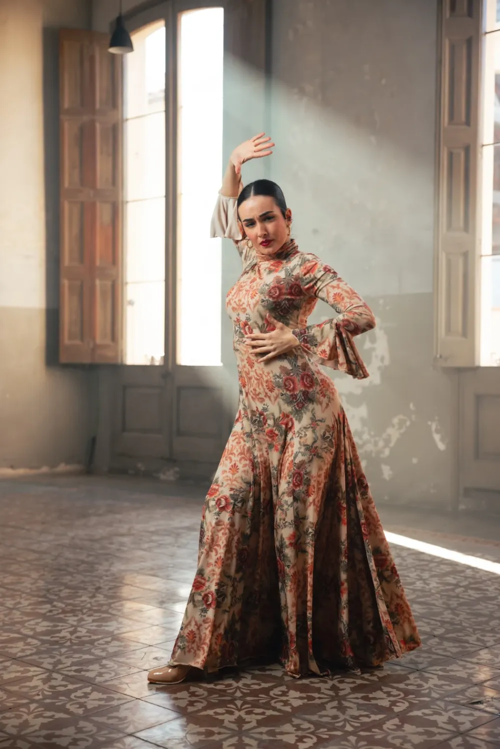 Viva La Feria Amelia robe flamenco imprimée col haut
