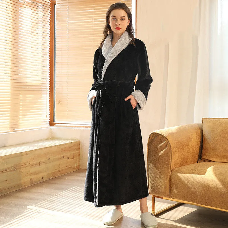 Esprit du Japon Peignoir Femme col châle polaire ceinture