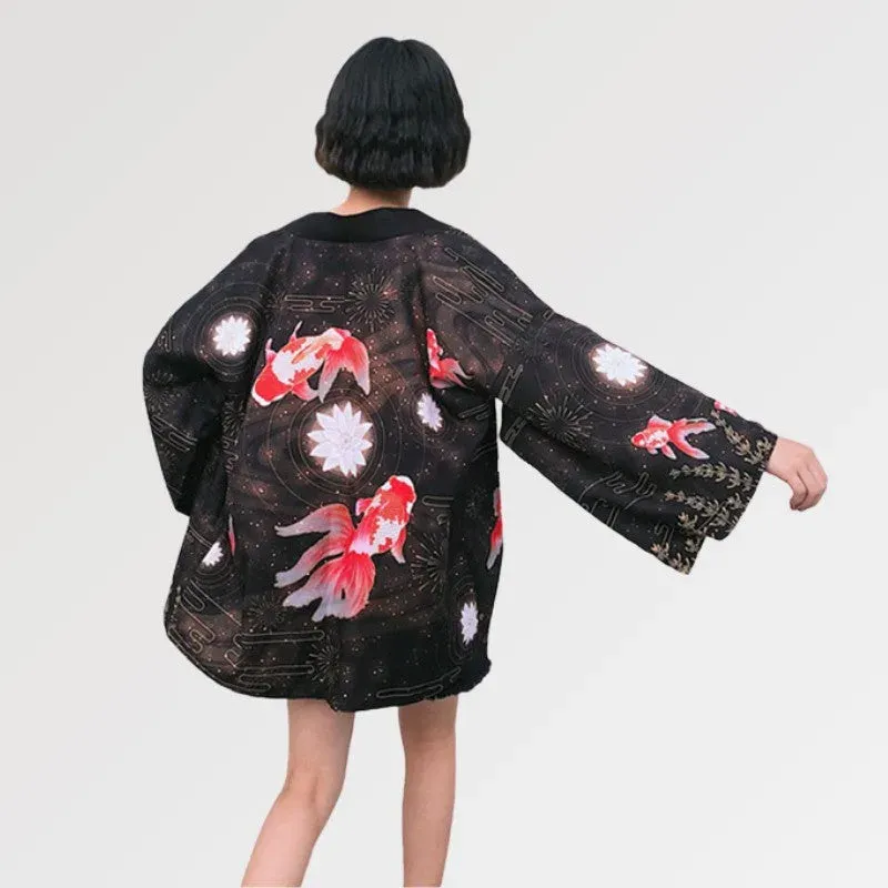 Japon style roi Ranchu X Lotus kimono motif lotus