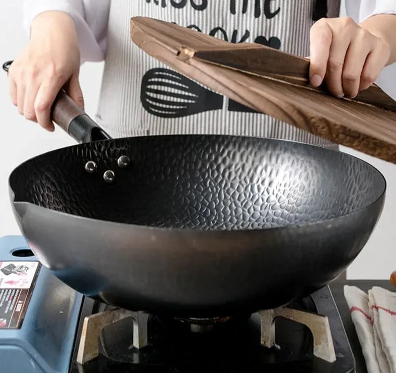 Japon style wok poêle avec couvercle sautés