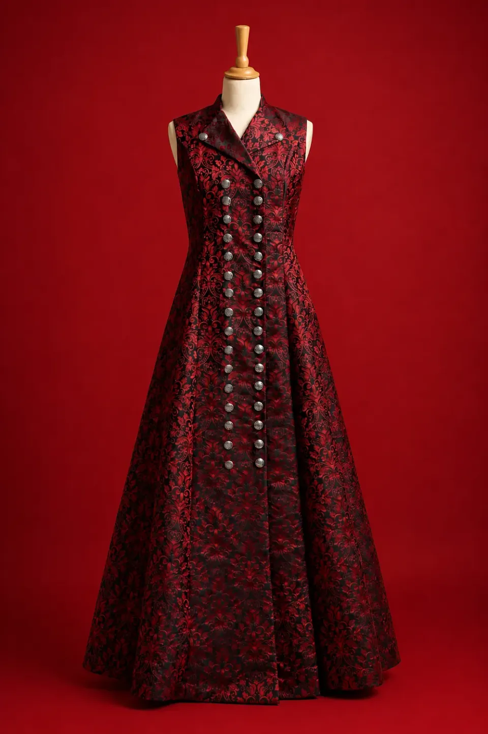 Geht's In Yseline robe damassée bordeaux et noir