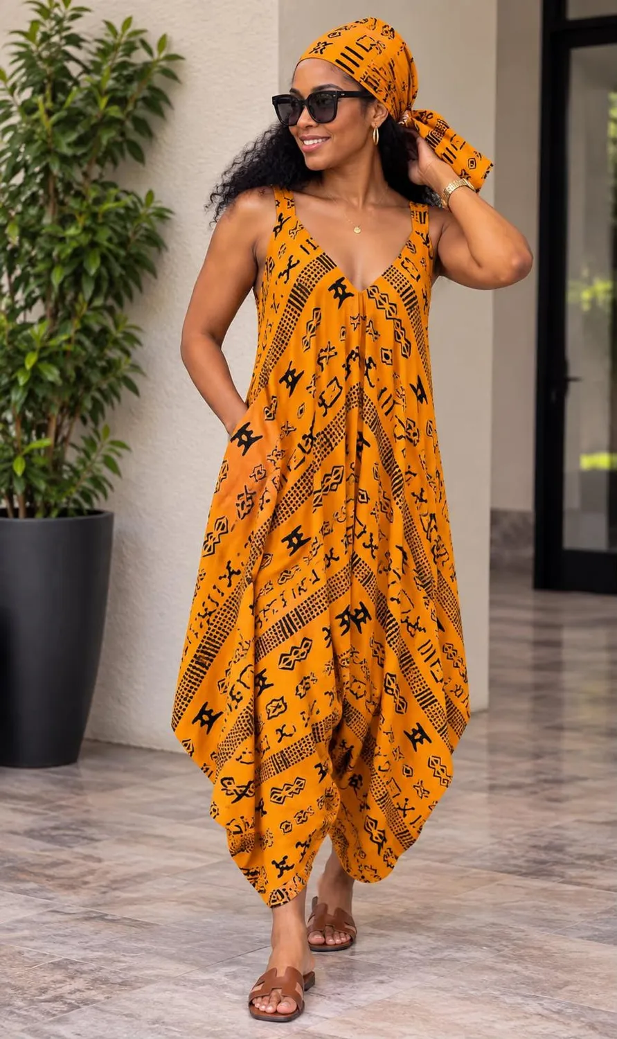 KAVAZI Combinaison harem africaine femme avec foulard