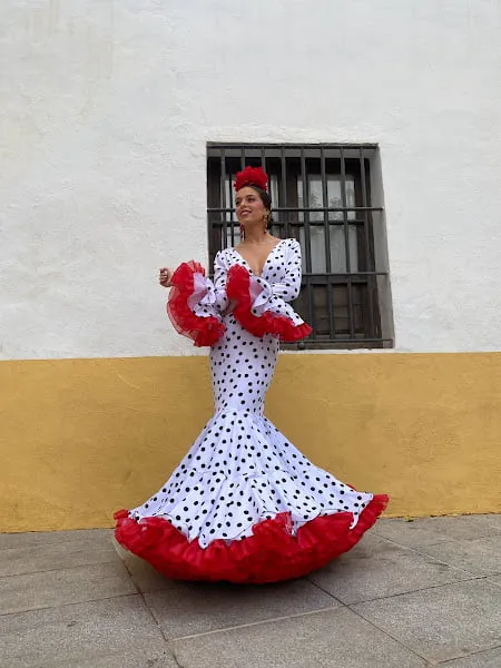 Viva la Feria Clavel robe flamenco pois volants organdi