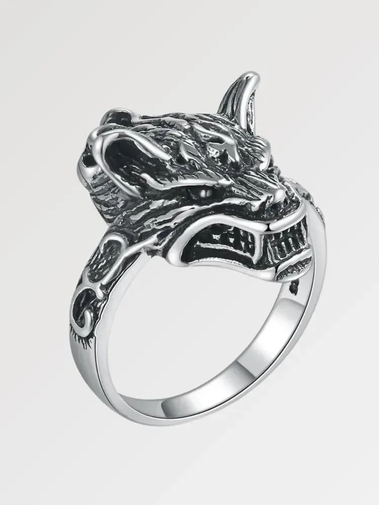 Japon style matsue bague loup en argent 925