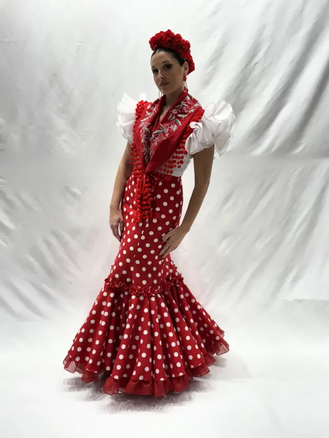 Viva la Feria Alpujarra jupe flamenca rouge à pois