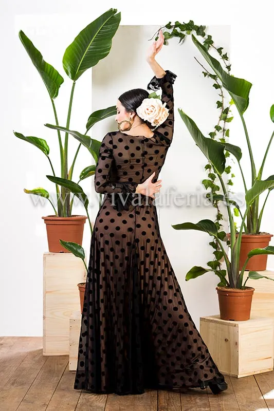 Viva la Feria Ojanco robe flamenco tul à pois noirs