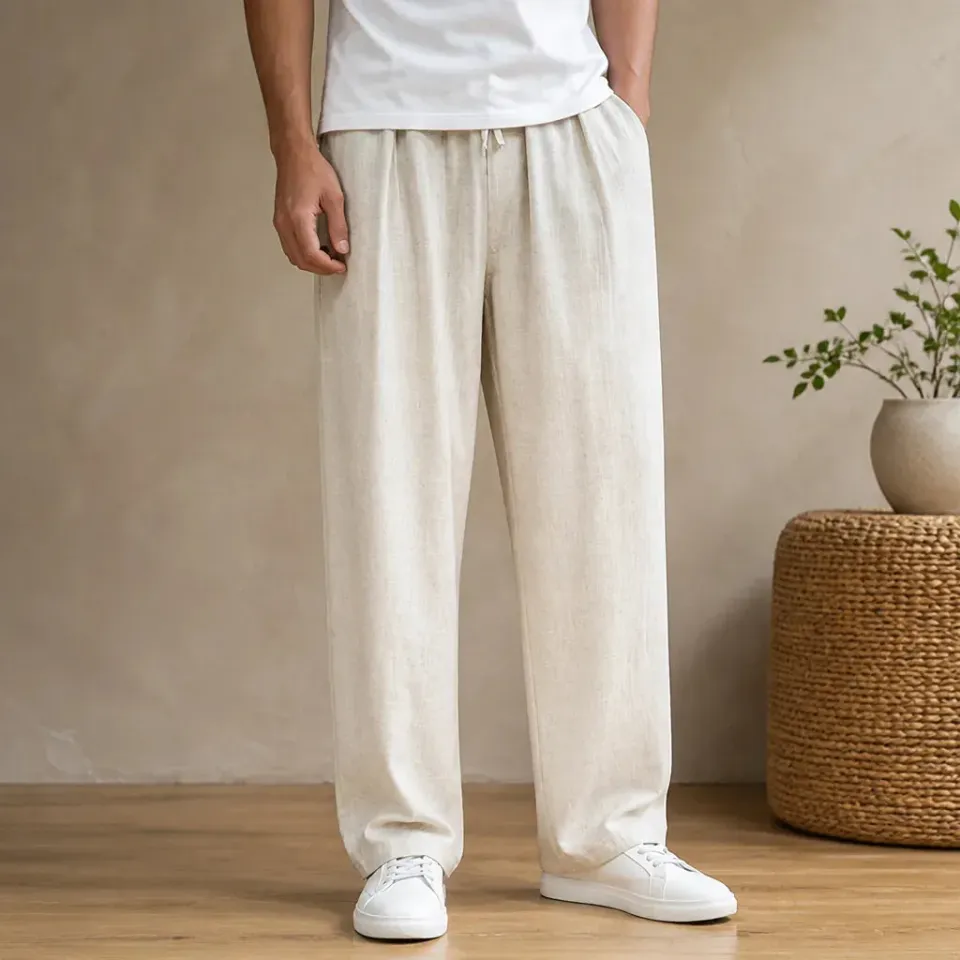 Esprit du Japon Pantalon droit japonais en lin