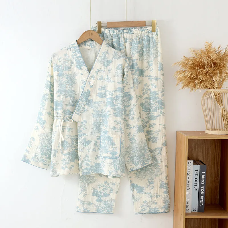 Esprit du Japon ensemble kimono gaze de coton veste pantalon
