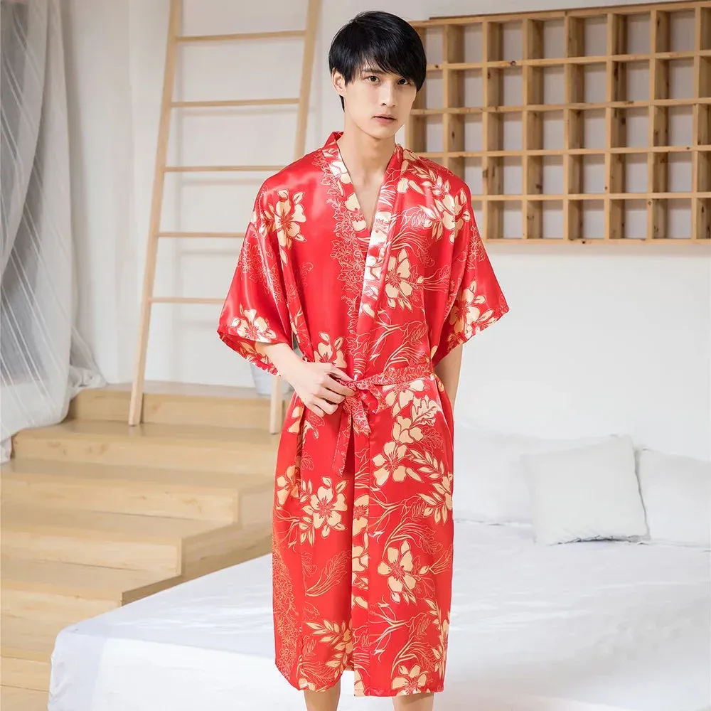 Japon style Kimono Satin Homme élégant