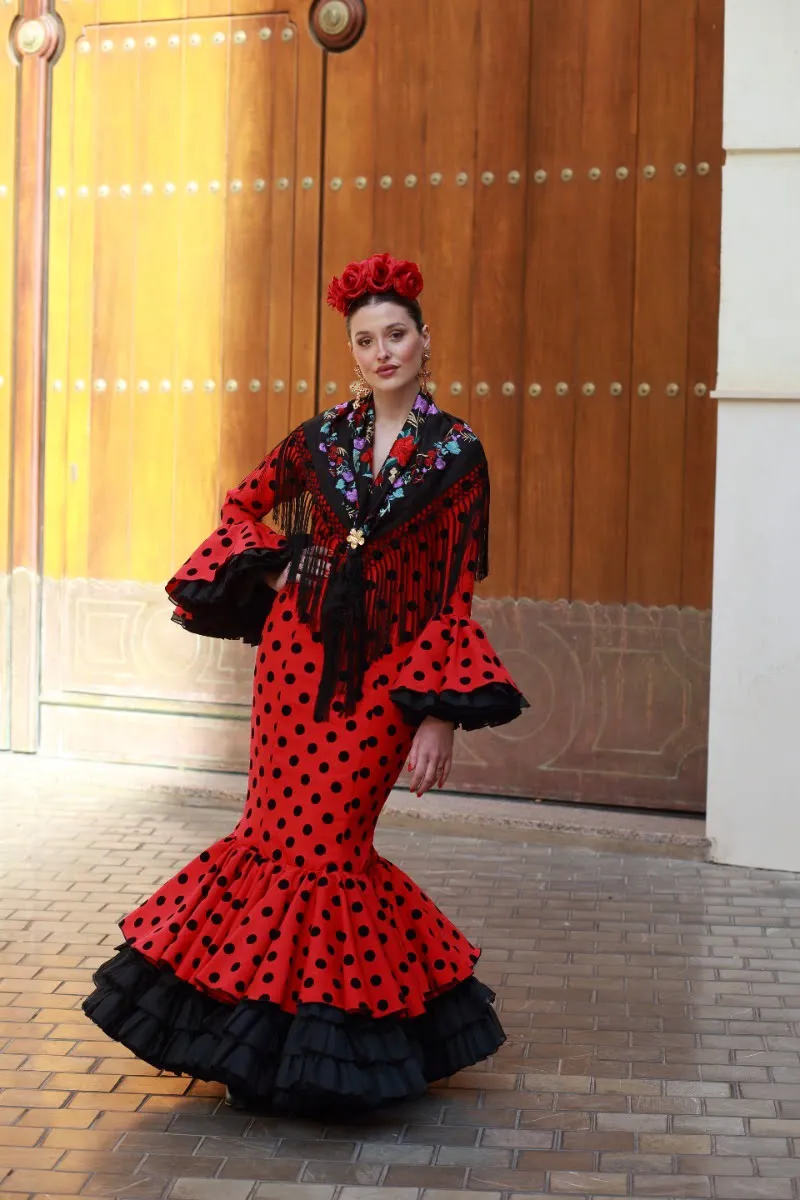 Viva La Feria Cristina robe gitane rouge et noir