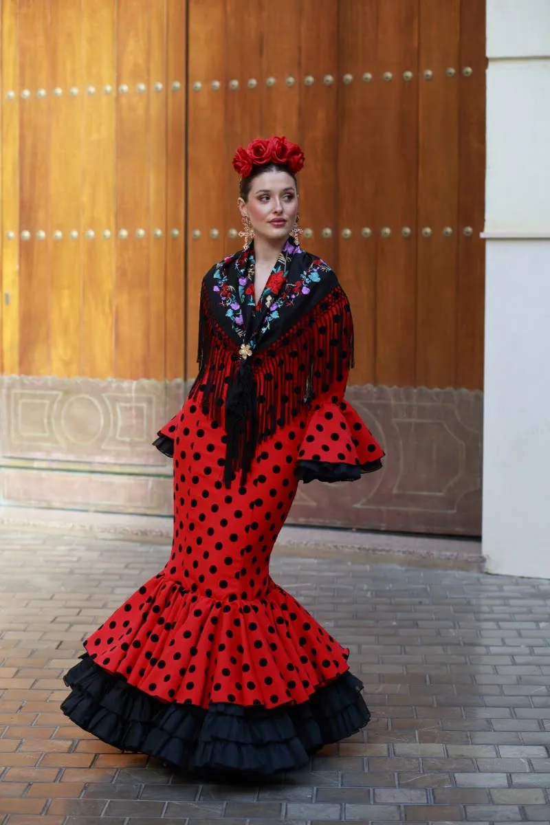 Viva La Feria Cristina robe gitane rouge et noir